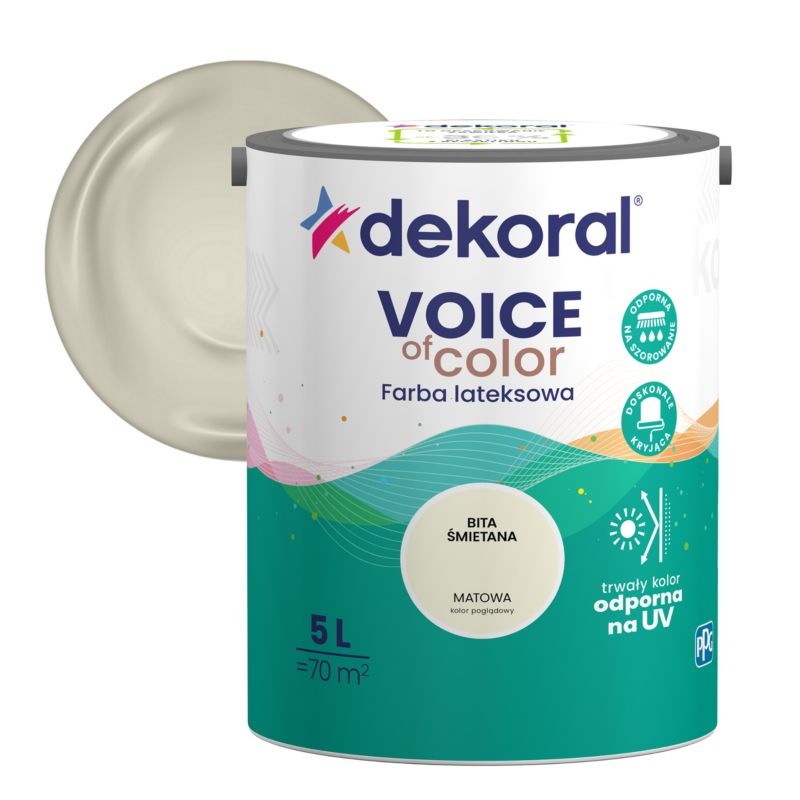 Farba kolorowa Dekoral Voice of Color bita śmietana 5 l