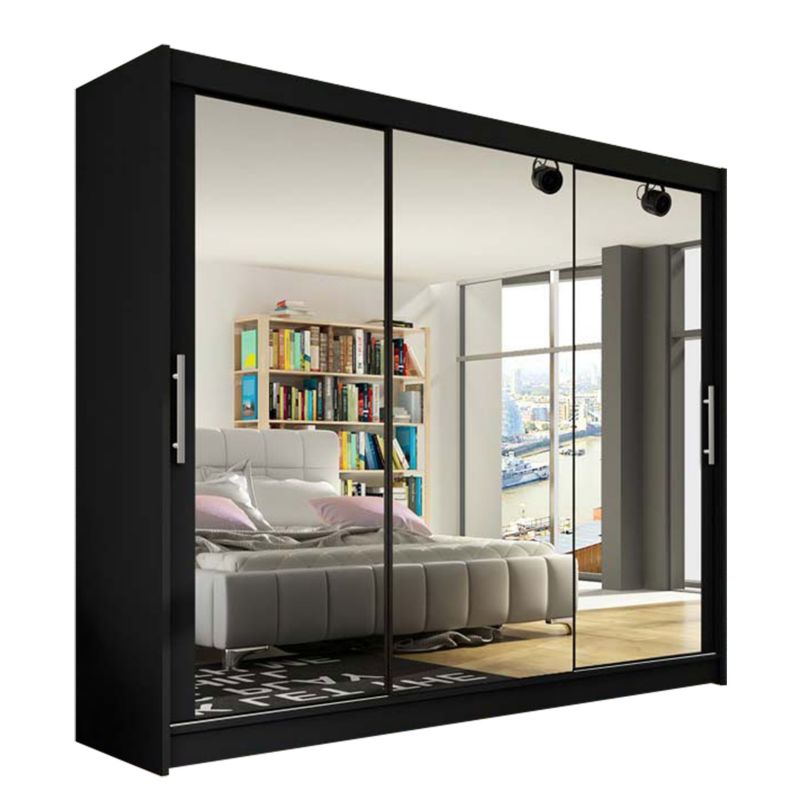 Szafa MIRJAN 24 z drzwiami przesuwnymi Aston III czarny/lustro 1 szt.