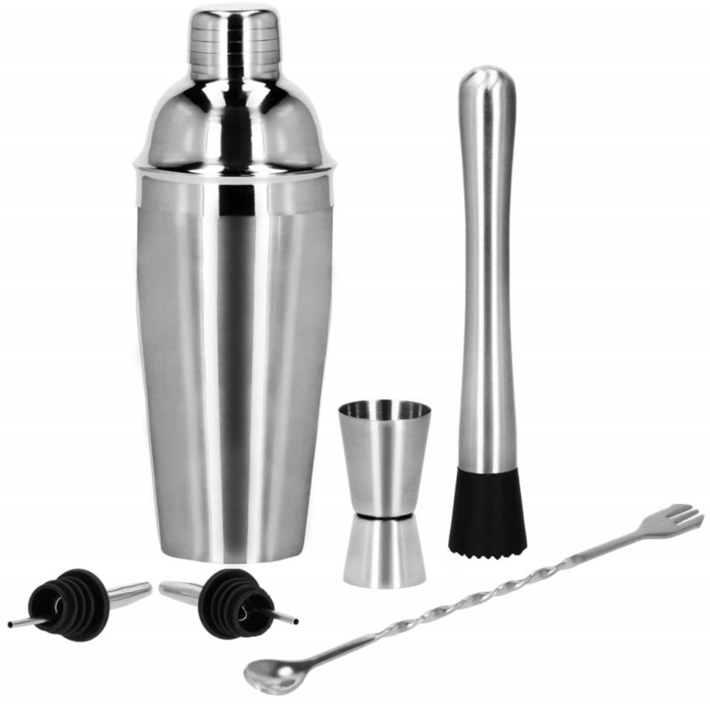 Zestaw barmański Springos 6 elementów shaker 750 ml stal nierdzewna srebrny 1 kpl.