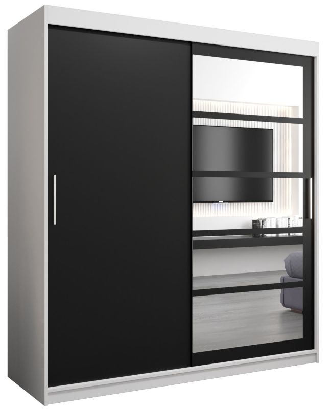 Szafa przesuwna Abiks ROMA 1 180 biały mat + czarny mat 1 szt.