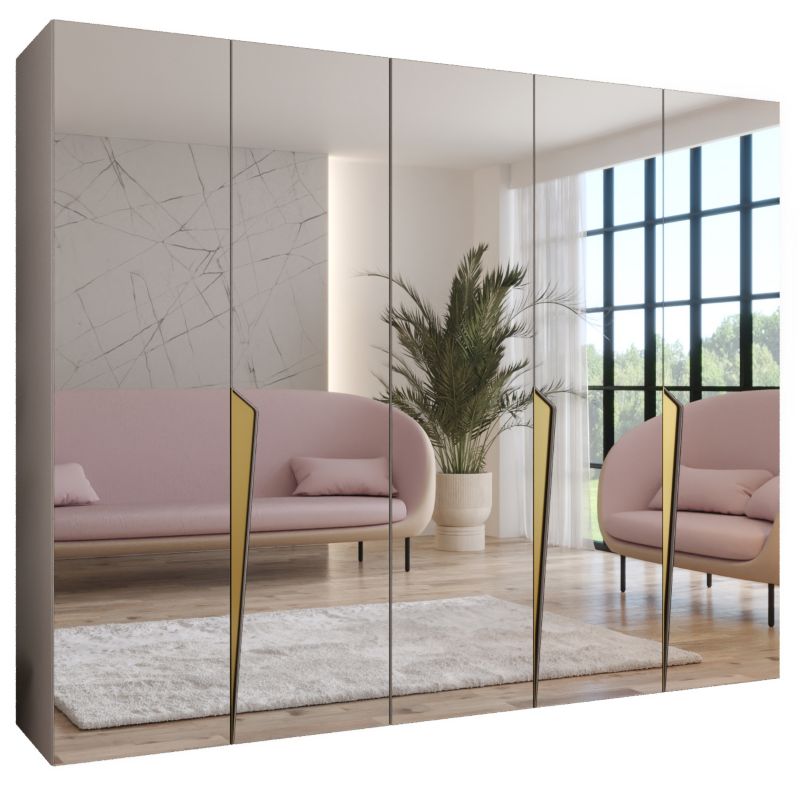 Szafa uchylna z lustrem otwierana Abiks PIANO 3 250 wys 202 cm Kaszmir + Złoty 1 szt