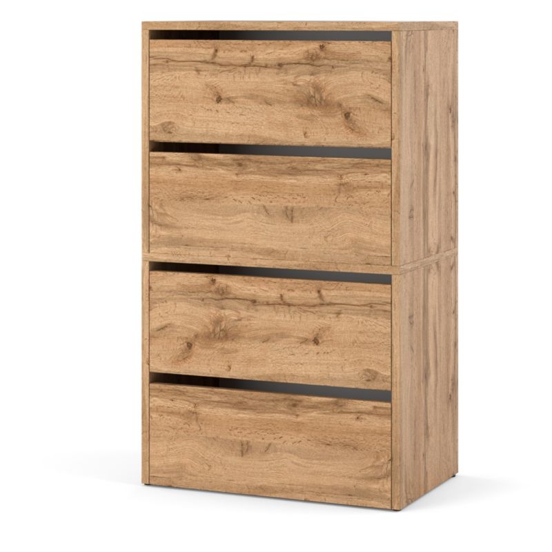 Szafka Na Buty Hurtownia-Mebli 4 Drzwi Zestaw szafki na buty Hugo 2 moduły 60cm Dąb Wotan Dąb Wotan 60x36x100 cm 1szt.