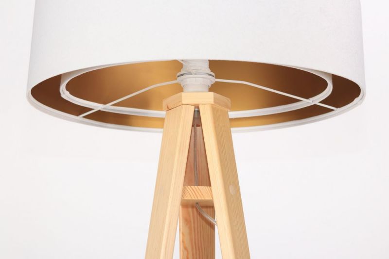 Lampa Bps Koncept stojąca GEMSTONE biała/złota/sosna 1 szt