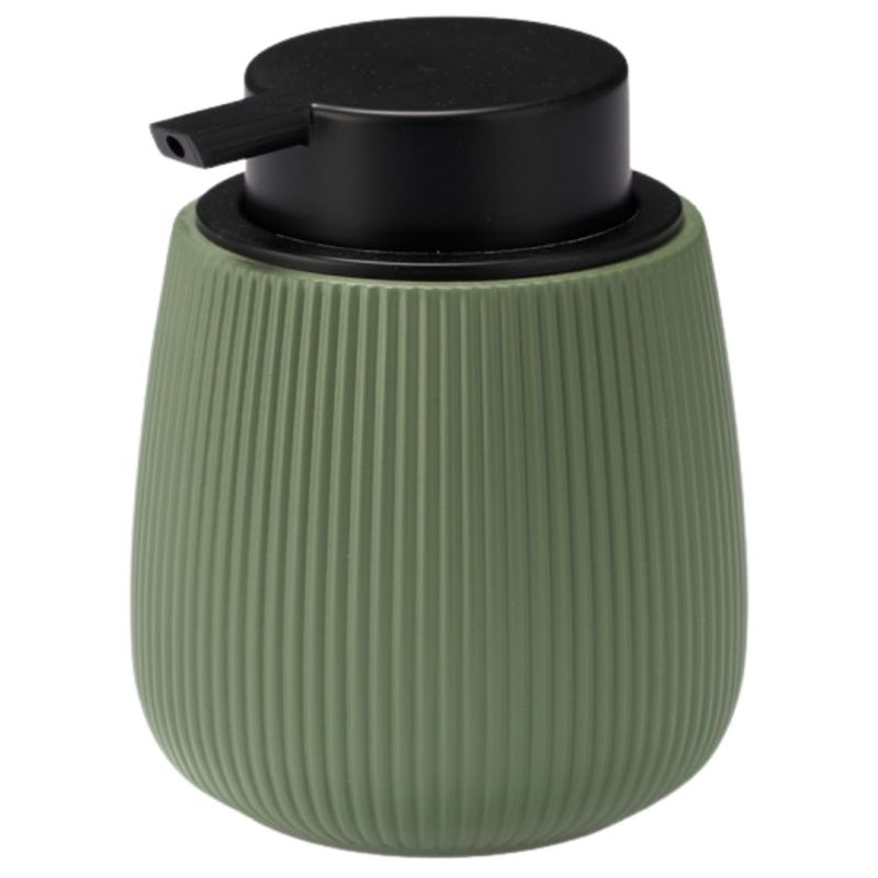 Dozownik Do Mydła Berilo Prążkowany Zielony Plastik 9X9,5X12 Cm 1 Szt.