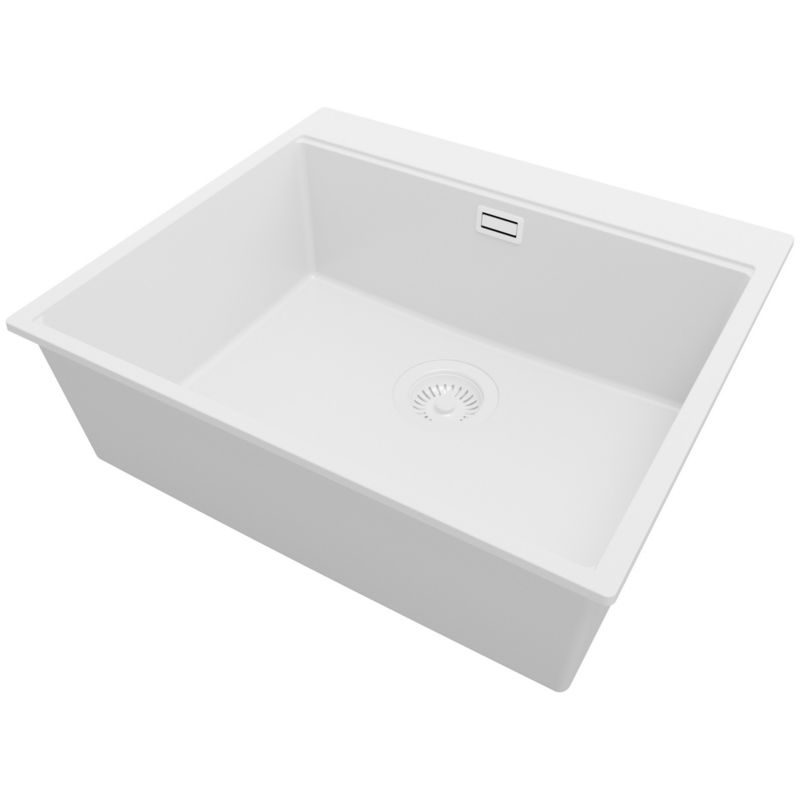 Zlewozmywak Oslo PRIMAGRAN Nablatowy 58x50cm do szafki od 60cm z Syfonem Cały Biały 1 szt.