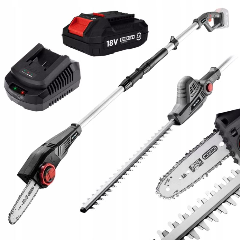 Nożyce do żywopłotu i pilarka z akumulatorem 2 Ah i ładowarką GRAPHITE na wysięgniku 1 kpl