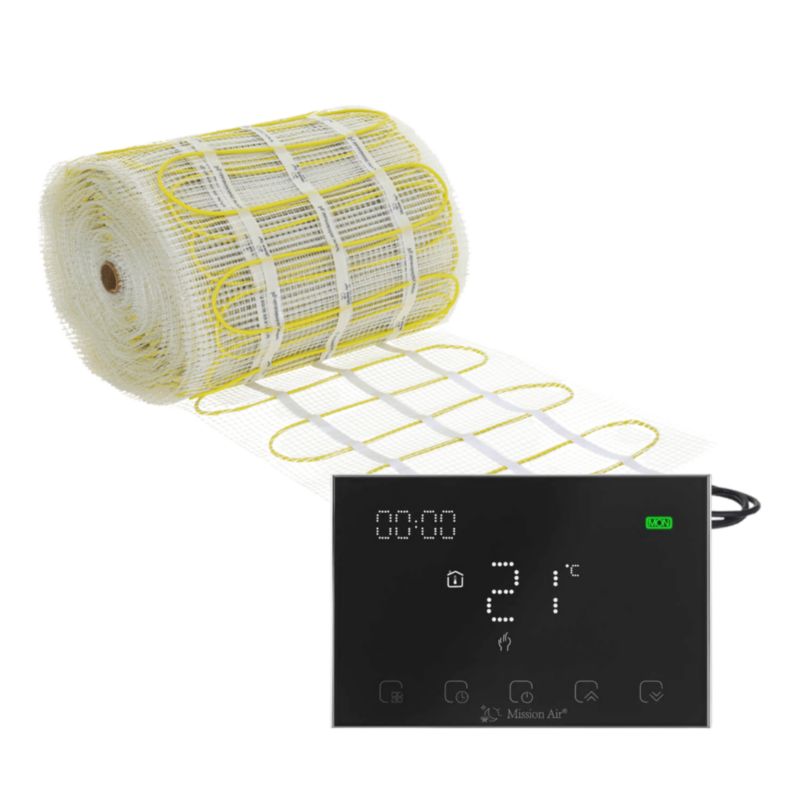 Zestaw mat grzewczych pod płytki Mission Air MA-160 16m² + Gemini Czarny 1szt
