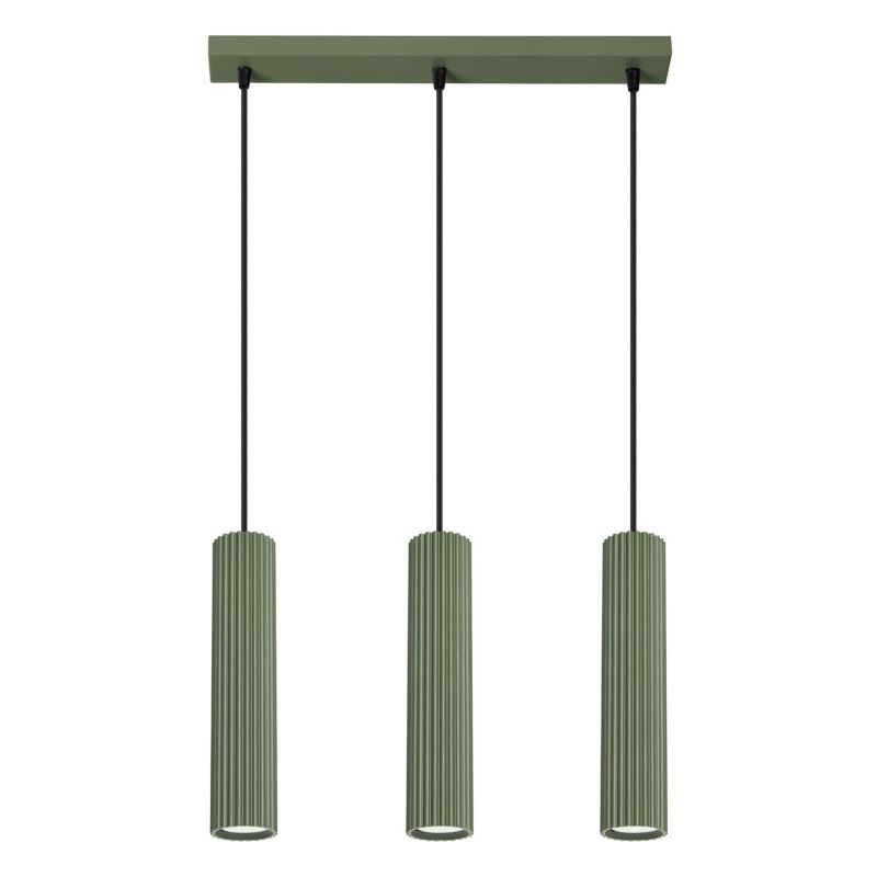 Lampa wisząca Sollux Lighting Karbon 0911 zielony oliwkowo-czarna do kuchni 3xGU10 x 1 szt.