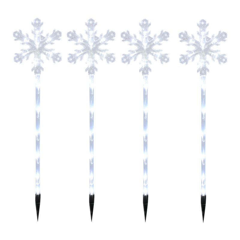 Lampki wewnętrzne / zewnętrzne 4 szt. śnieżynki szpic