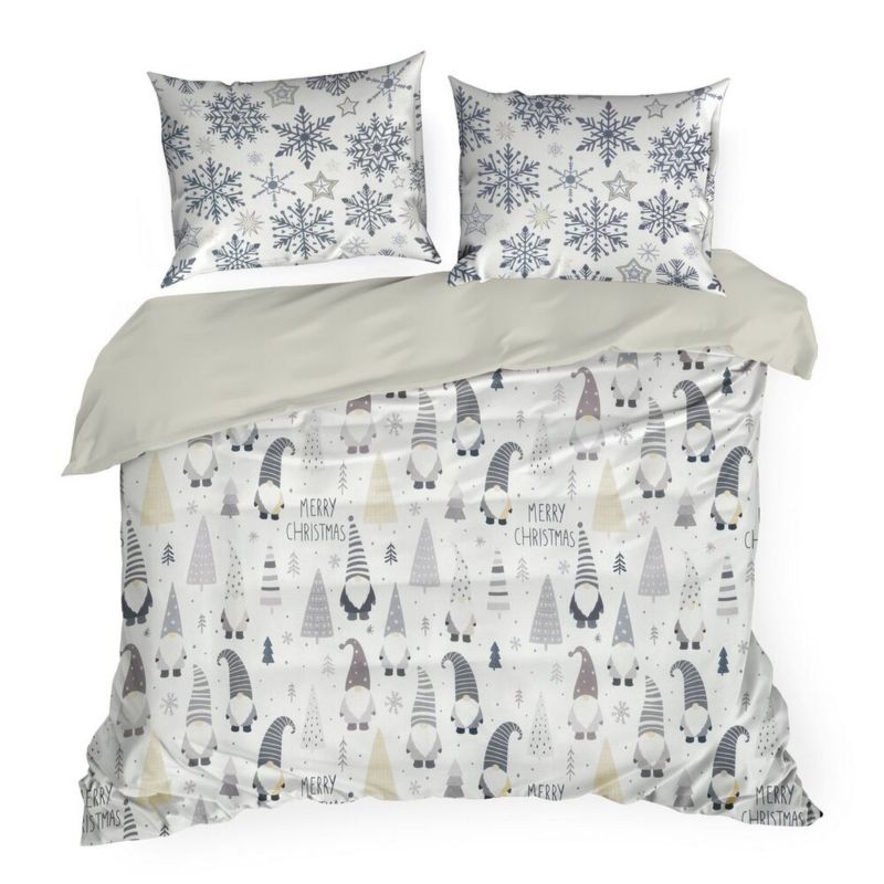 Pościel Świąteczna DWARF Eurofirany Biała Bawełniana Skrzaty 160X200 Cm Kpl.