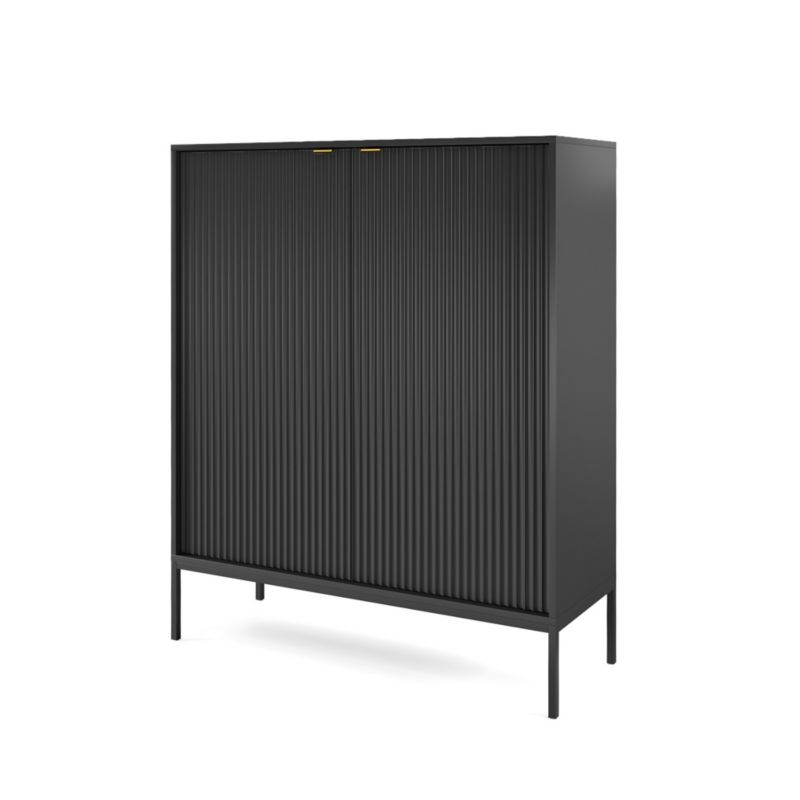 Komoda wysoka dwudrzwiowa Bettso Nova 104 cm na czarnych nogach czarny 1szt.
