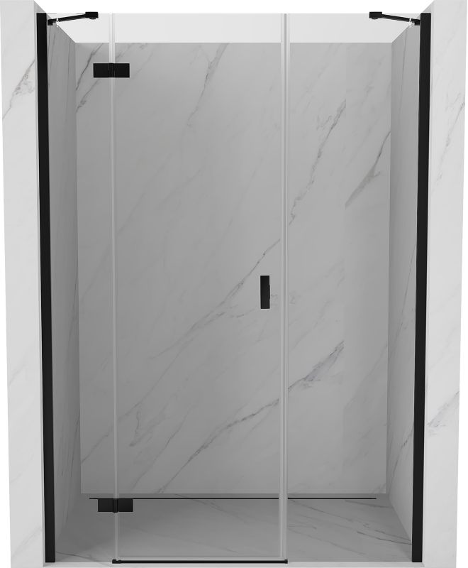 Drzwi prysznicowe uchylne Mexen Mist-H czarne transparent 125 cm lewa 1 szt