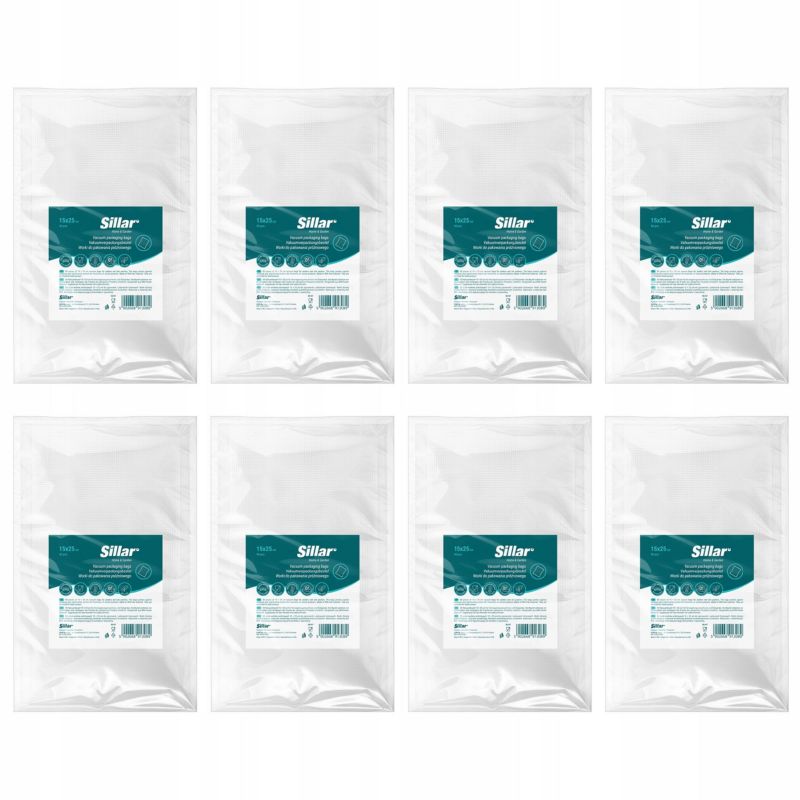 Worki próżniowe, Sillar, do zgrzewarek, pakowania próżniowego, PA/PE, 15x25cm, 8 x 50szt