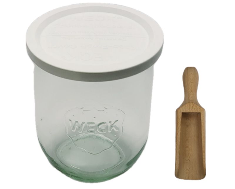 Słoik MODO24 Weck 1062 ml fi 100 tulip plastikowe wieko miarka 1 kpl.