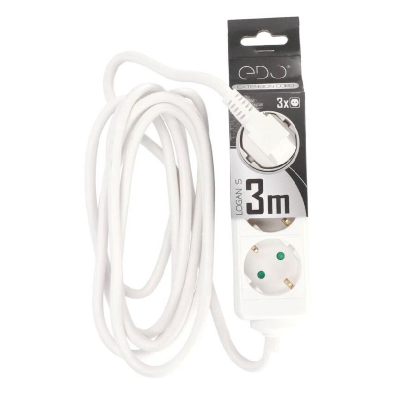 Przedłużacz domowy przenośny Edo Logan S White 3 - krotny Schuko 3m EDO777566 1 szt.