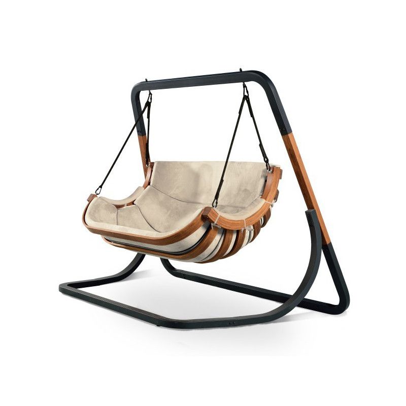 Fotel ogrodowy Alpha 4iQ Group ze stelażem podwójny beżowy 1szt.