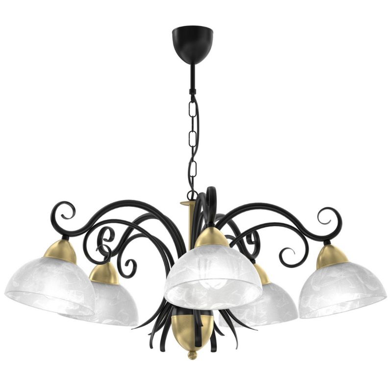 Lampa wisząca Luminex Aurora 9802 czarny mat-mosiądz antyczny-patyna dekoracyjna 5xE27 x 15W 1 szt.