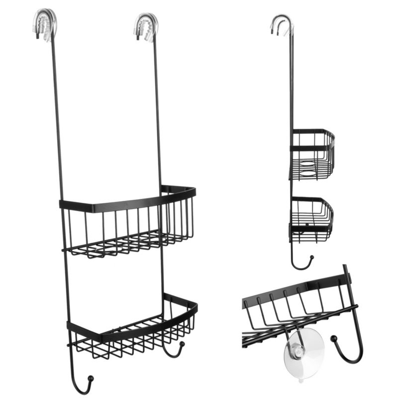 Półka Łazienkowa KADAX Pod Prysznic Wisząca Regał Czarna metalowa Wieszak Loft 1 szt.