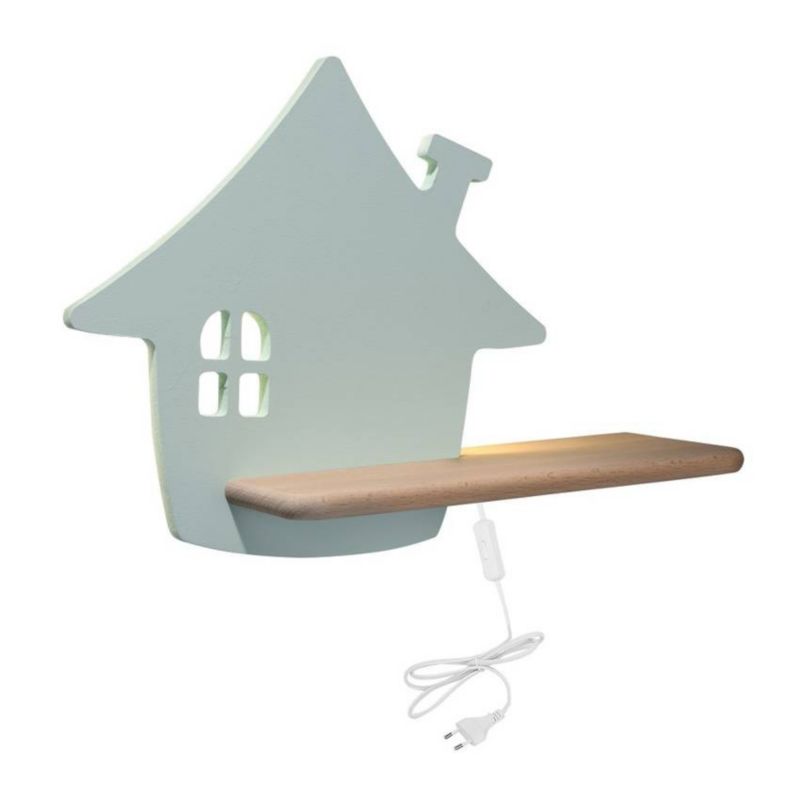 Kinkiet Candellux House jasne drewno z zielonym LED 4W 4000K 200lm IP20 wym: 26 x 35 x 12 cm - 1 szt.