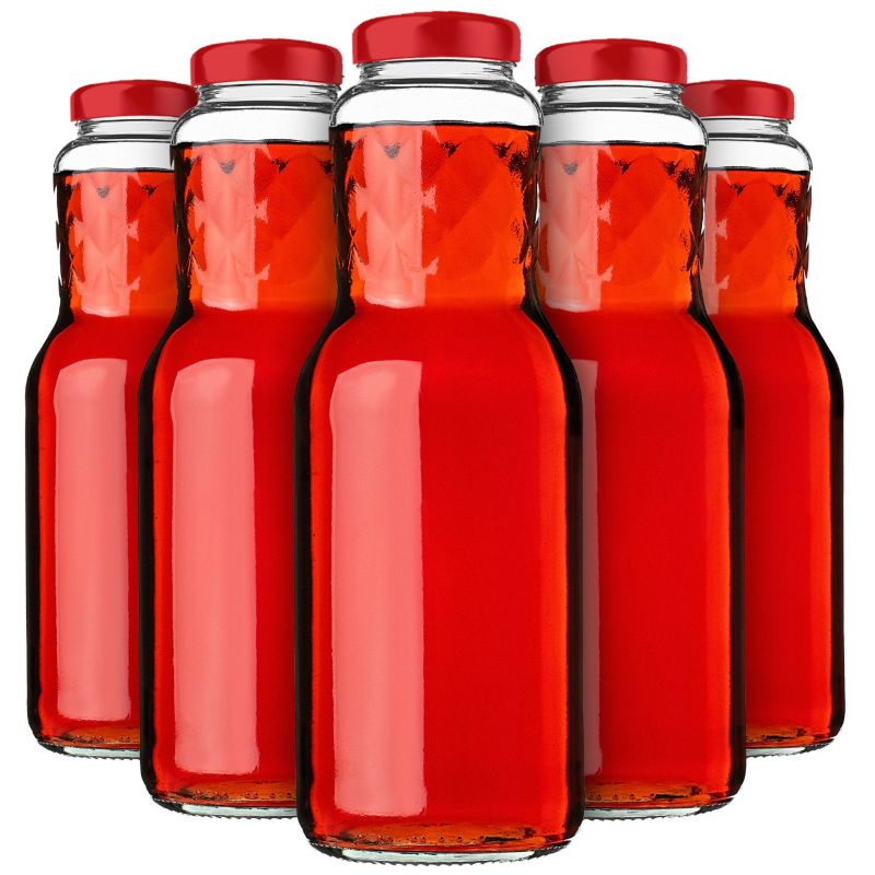 KADAX Butelka na soki 1L + wieczko fi53 czerwone 20szt