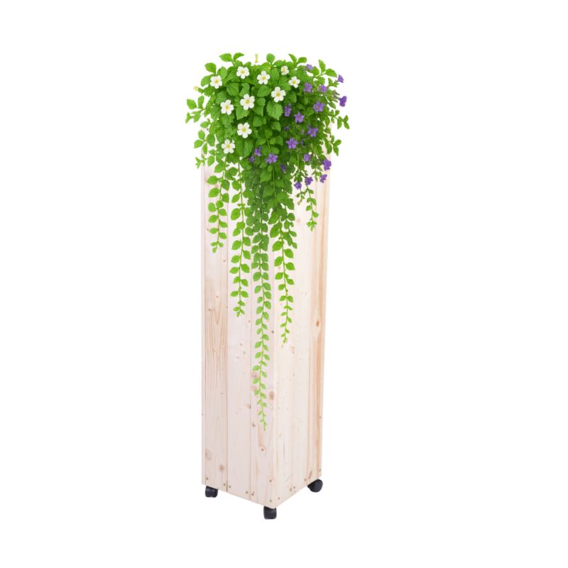 Donica drewniana MODO24 143x28x28 cm naturalna na kółkach 1 szt.