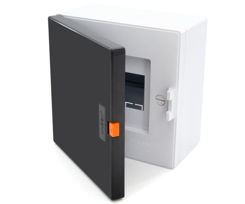 Rozdzielnica natynkowa NILSON 32881004 4-modułowa IP40, skrzynka 4M ABS z poziomnicą i szyną TH, gotowa do montażu, 1 szt.