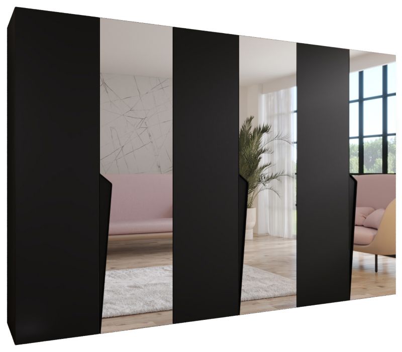 Szafa uchylna z lustrem otwierana Abiks PIANO 2 300 (3x100) wys 202 cm Czarny + Czarny 1 szt