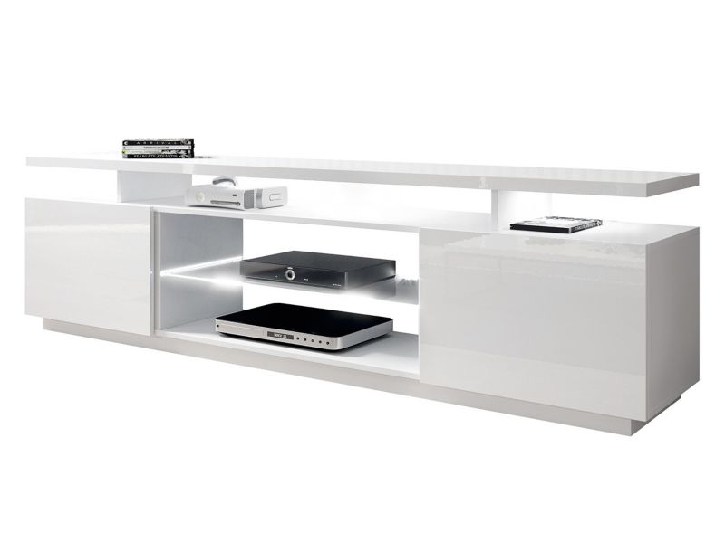 Szafka RTV MIRJAN 24 Eva z oświetleniem LED biały/biały połysk 1 szt.