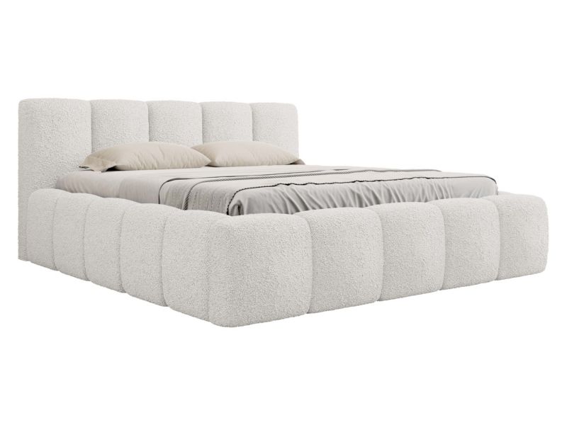 Łóżko tapicerowane MIRJAN 24 Kevson Boucle 160x200 kremowy 1 szt.