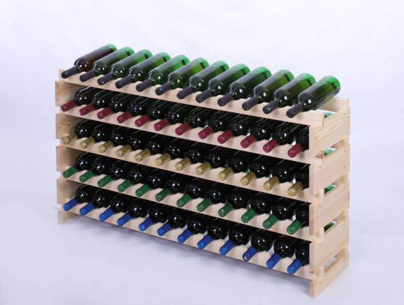 Stojak na wino MODO24 regał modułowy na butelki 5 leżni x 12 butelek montaż bez narzędzi naturalne drewno 1 szt.