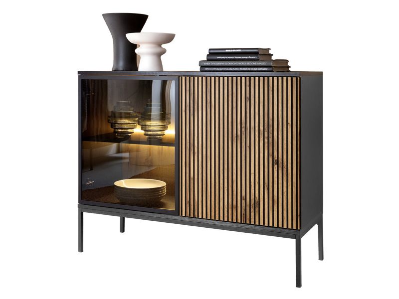 Komoda MIRJAN 24 Sento K104 czarny grafit / dąb wotan 1 szt.