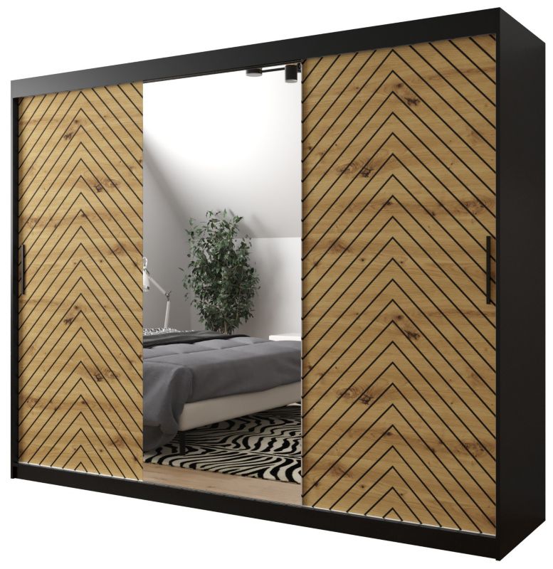 Szafa przesuwna Garderoba Abiks Jodełka 2 250 czarny + artisan 1 szt.