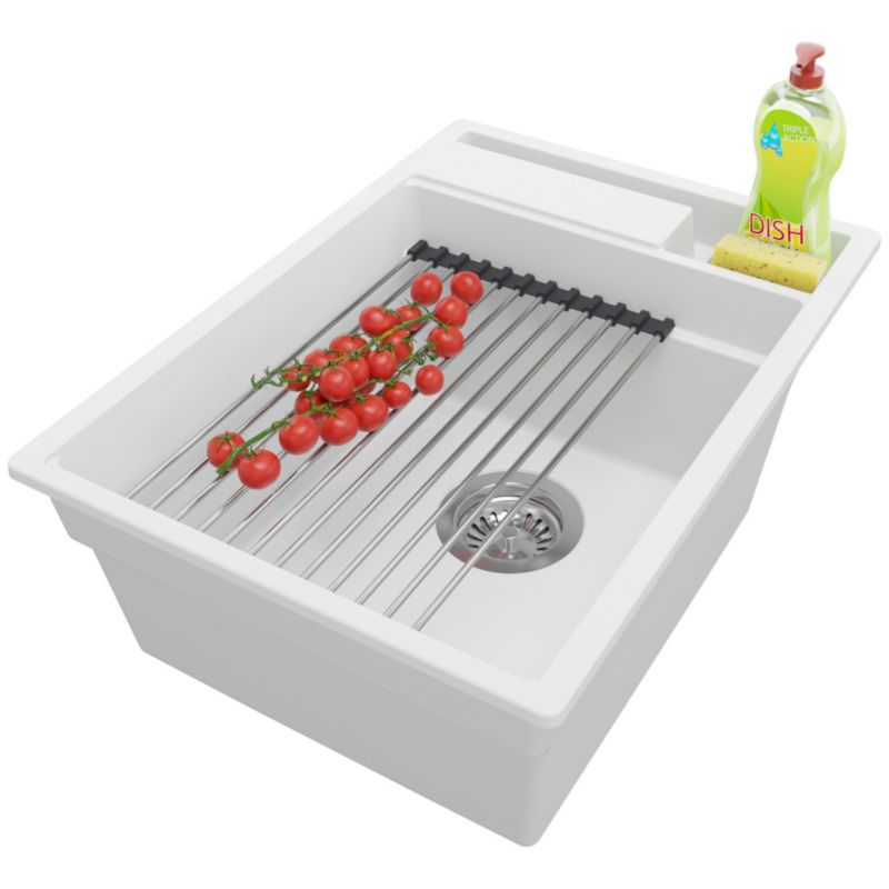 Zlewozmywak Oslo Pocket PRIMAGRAN Nablatowy 38x53cm do szafki od 40cm z Syfonem i Dodatkiem Biały 1 szt.