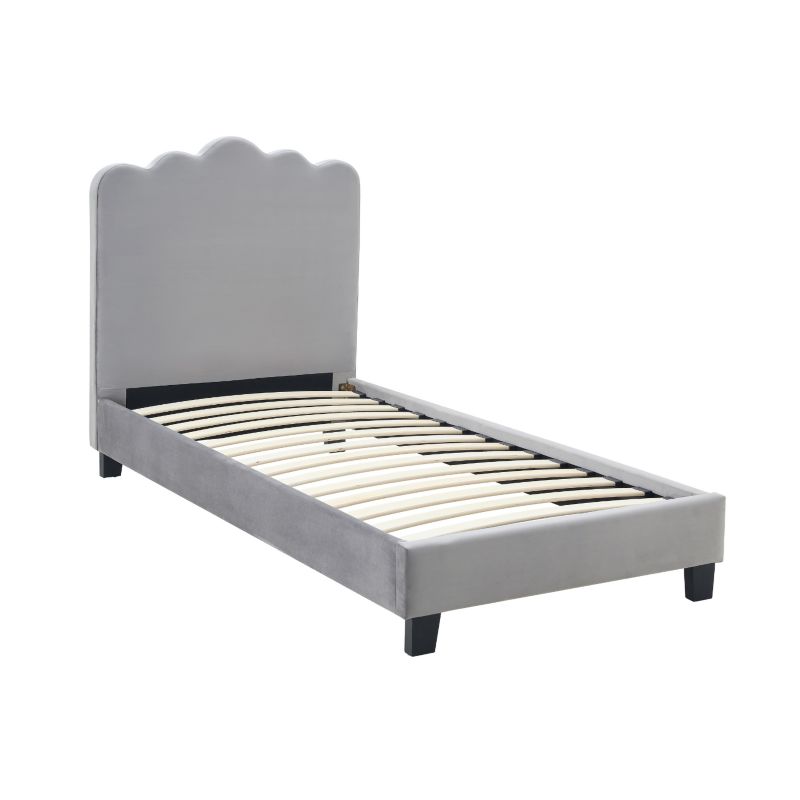 Łóżko Mebel Elite CRATER 90x200 Tapicerowane Jednoosobowe Do Sypialni Welurowe Szary 1 szt