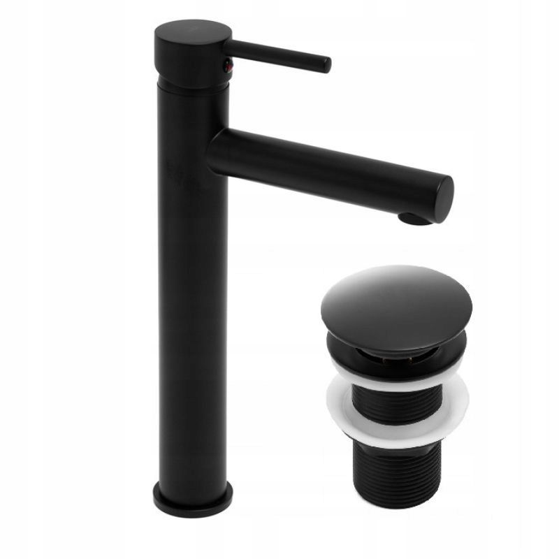 Zestaw wysoka bateria HOST Yoka Home umywalkowa stojąca i korek klik-klak czarny lof- 1 szt.