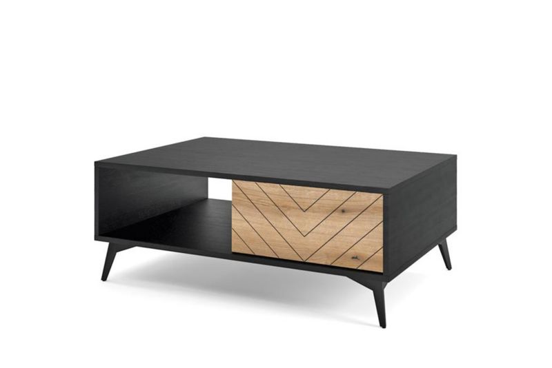 Stolik kawowy Bettso Diamond nowoczesny w stylu skandynawskim dąb evoke czarny mat 1szt.