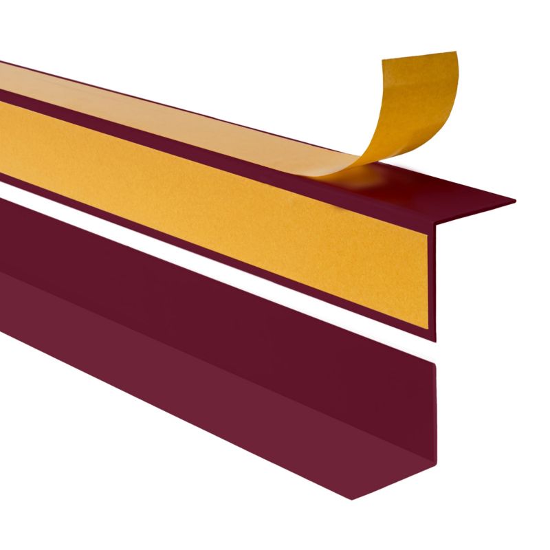 Kątownik twardy PCV 15x15mm, QUEST samoprzylepny, klejony po zewnętrznej stronie, ozdobny profil L kątowy, KTZ, bordowy, 2m