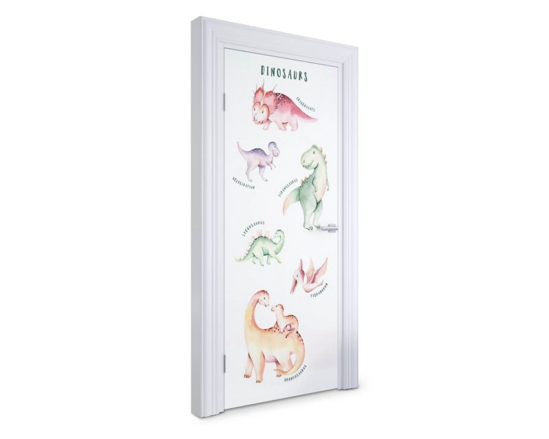 Naklejka na drzwi Wallfluent 85x205 cm Urocze dinozaury 1 szt.