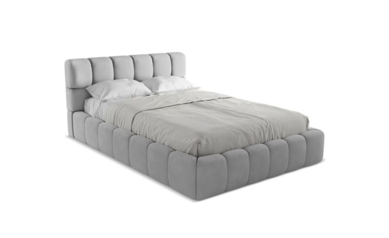 Łóżko LaMiaSofa Nalu z tkaniny szenilowej 140x200 jasny szary 1 szt.