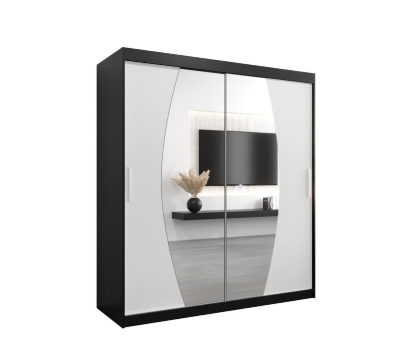 Szafa przesuwna Garderoba Abiks ELYPSE 180 czarny mat + biały mat 1 szt.