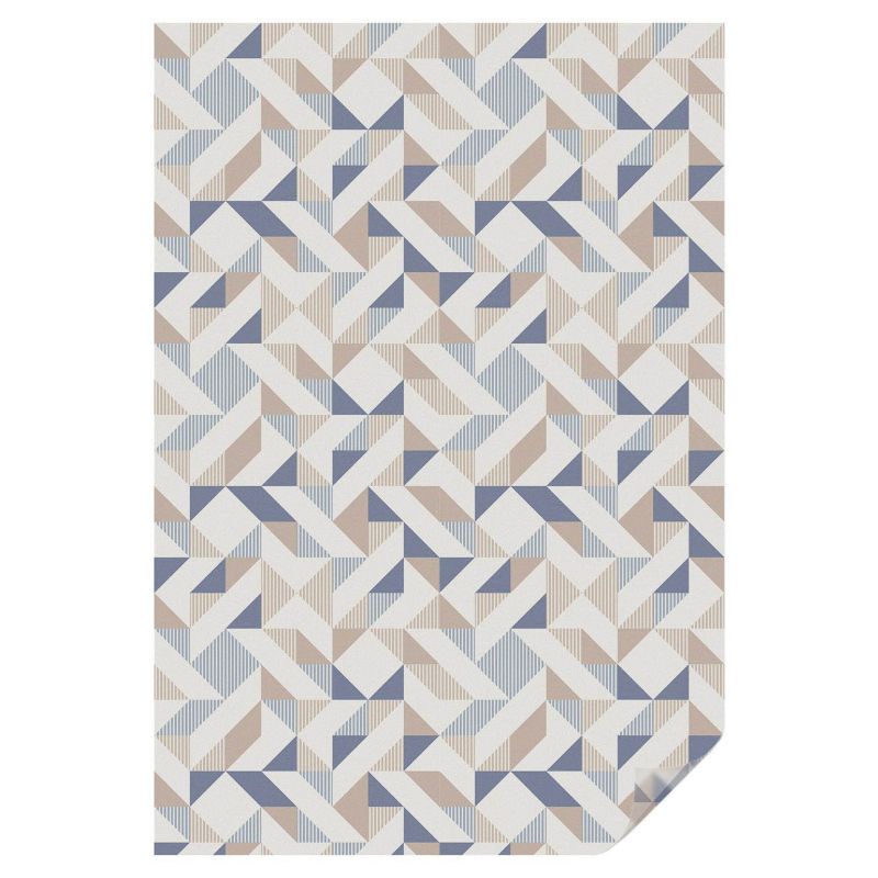 Folia Dekoracyjna na Szybę Tulup 100x146 cm Witraż Samoprzylepny Geometryczne trójkąty w beżach i granatach 1 rol.