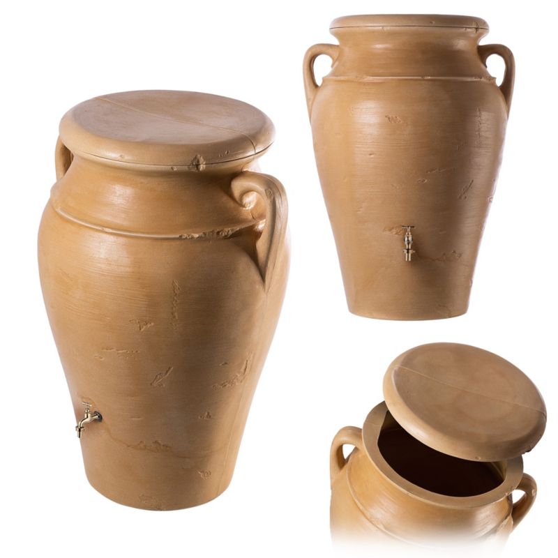 Zbiornik Na Deszczówkę KADAX 300L Wodę Beczka Pojemnik Kranik Z Pokrywą Do Ogrodu 1szt.