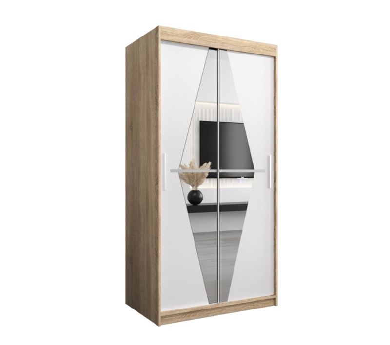 Szafa przesuwna Garderoba Abiks BOLIWIA 100 dąb sonoma +biały mat 1 szt.