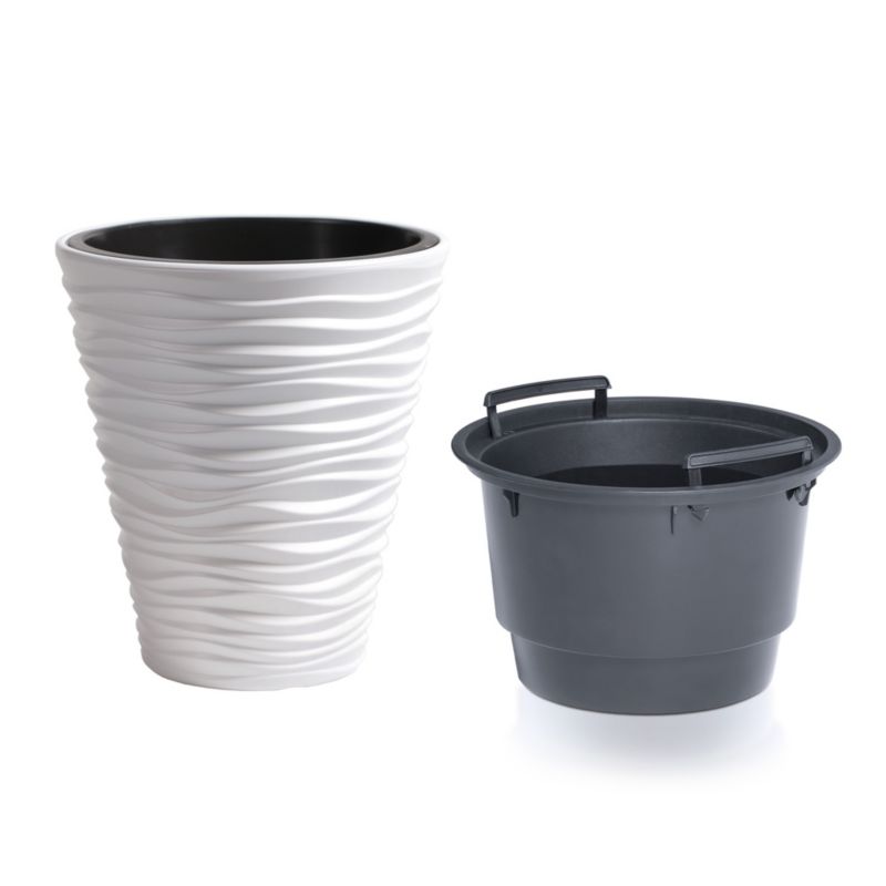 Doniczka EDANTI Ogrodowa 34,5 cm Sand Okrągła Na Taras Do Domu Biała 1 szt.