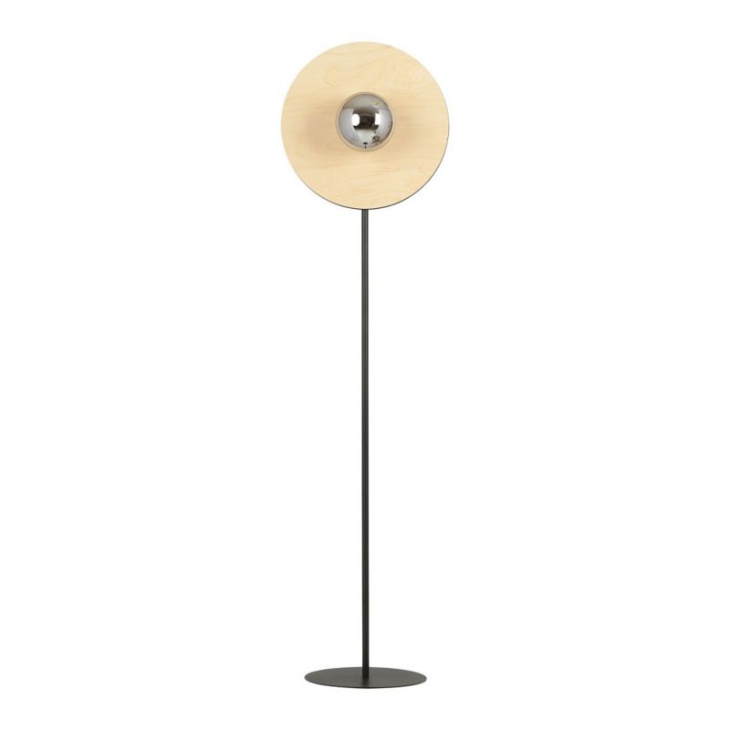 Lampa podłogowa stojąca Emibig Soho czarno-grafitowa-jasne drewno 1 x E14 x 10W wym: 150 x 30 cm - 1 szt.