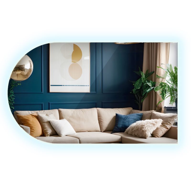 Lustro Owalne Ścięte LED ArtPrintCave 50 x 90 cm Eleganckie Zimne Do Garderoby Wiszące 1 szt.