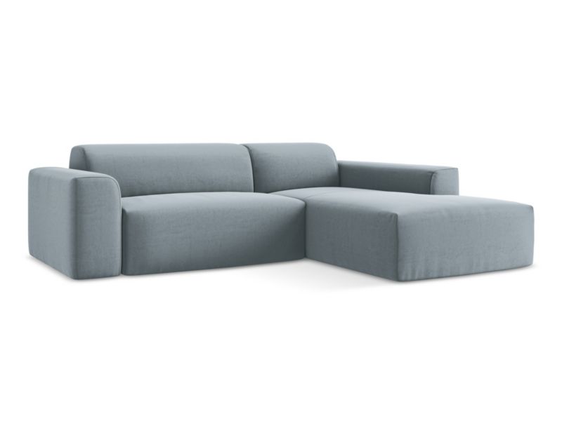 Narożnik prawostronny LaMiaSofa BOVA z tkaniny welwetowej 270x190 cm jasny niebieski 1 szt.