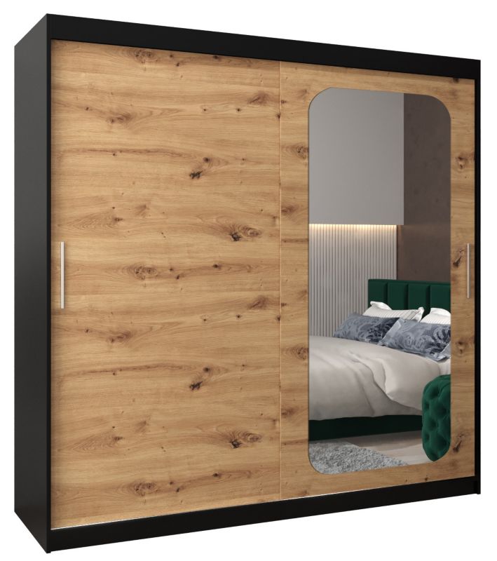 Szafa przesuwna Garderoba Abiks PROMO T2 200 czarny/artisan 1 szt.