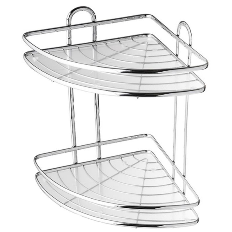 Półka Łazienkowa KADAX Narożna Pod Prysznic Wisząca 2 Półki Ścienna Chrom 1 szt.