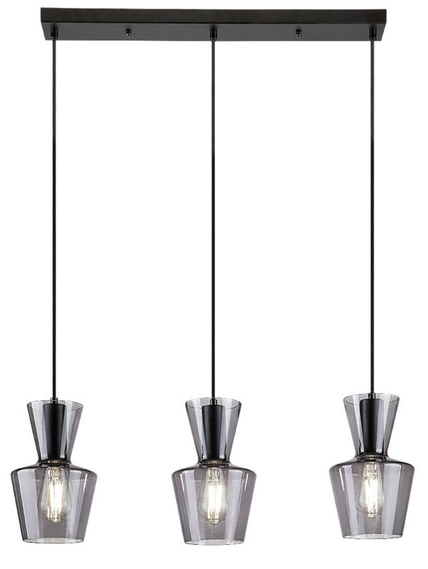 Lampa wisząca Rabalux Abra czarny matowa-szkło dymne wym: 170 x 60 x 15 cm 3xE27 x 1 szt.